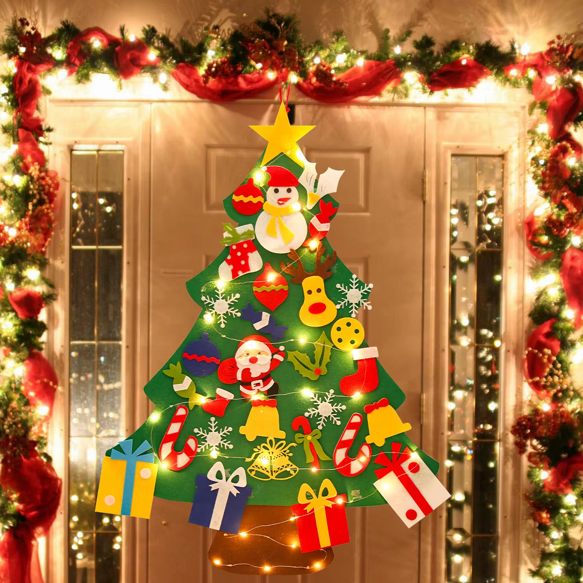 DIY Felt Christmas Tree Christmas Decoration for Home Navidad Noel 2025 New Year Christmas Ornaments Santa Claus Xmas Kids Gifts